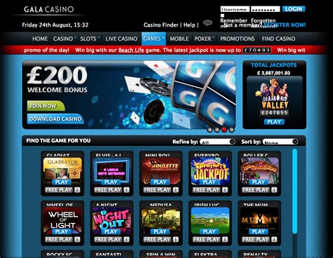 gala casino bonus page